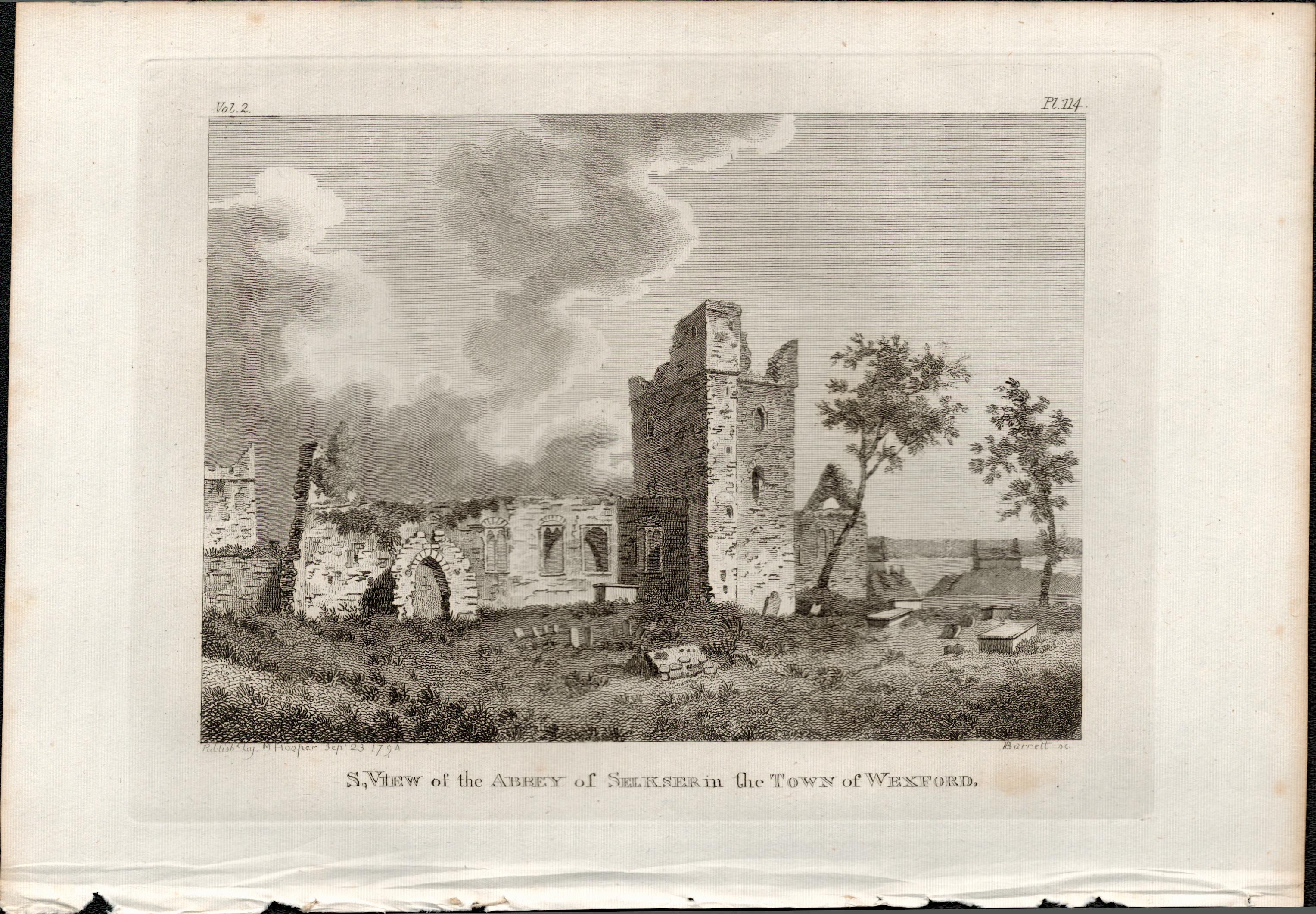 Selkser Abbey Co Wexford Rare 1794 Francis Grose Antique Print.