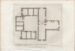 Rosserick Abbey Floor Plan Co Mayo F. Grose 1793 Antique Copper Block Engraving.