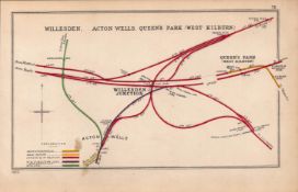 Willesden Queens Park Kilburn London Antique Railway Diagram-78.