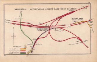 Willesden Queens Park Kilburn London Antique Railway Diagram-78.