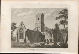 Athenry Abbey Galway F. Grose 1792 Antique Copper Block Engraving.