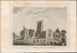 Roscommon Abbey F. Grose 1792 Antique Copper Block Engraving.