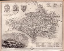 Dorsetshire Steel Engraved Victorian Thomas Moule Antique Map.