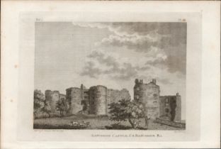Roscommon Castle R F. Grose 1791 Antique Copper Block Engraving.