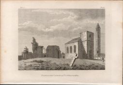 Clondalkin Church &Tower Dublin F. Grose 1792 Antique Copper Block Engraving.