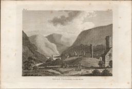 The Seven Churches Wicklow F. Grose 1793 Antique Copper Block Engraving.