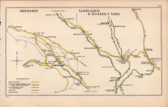 Aberdare Llanncaiach & Quakers Yard Scotland Antique Railway Diagram-131.