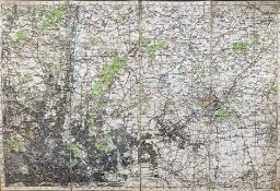 London Northeast Cloth Backed Antique George V c1920 Engineering Map.