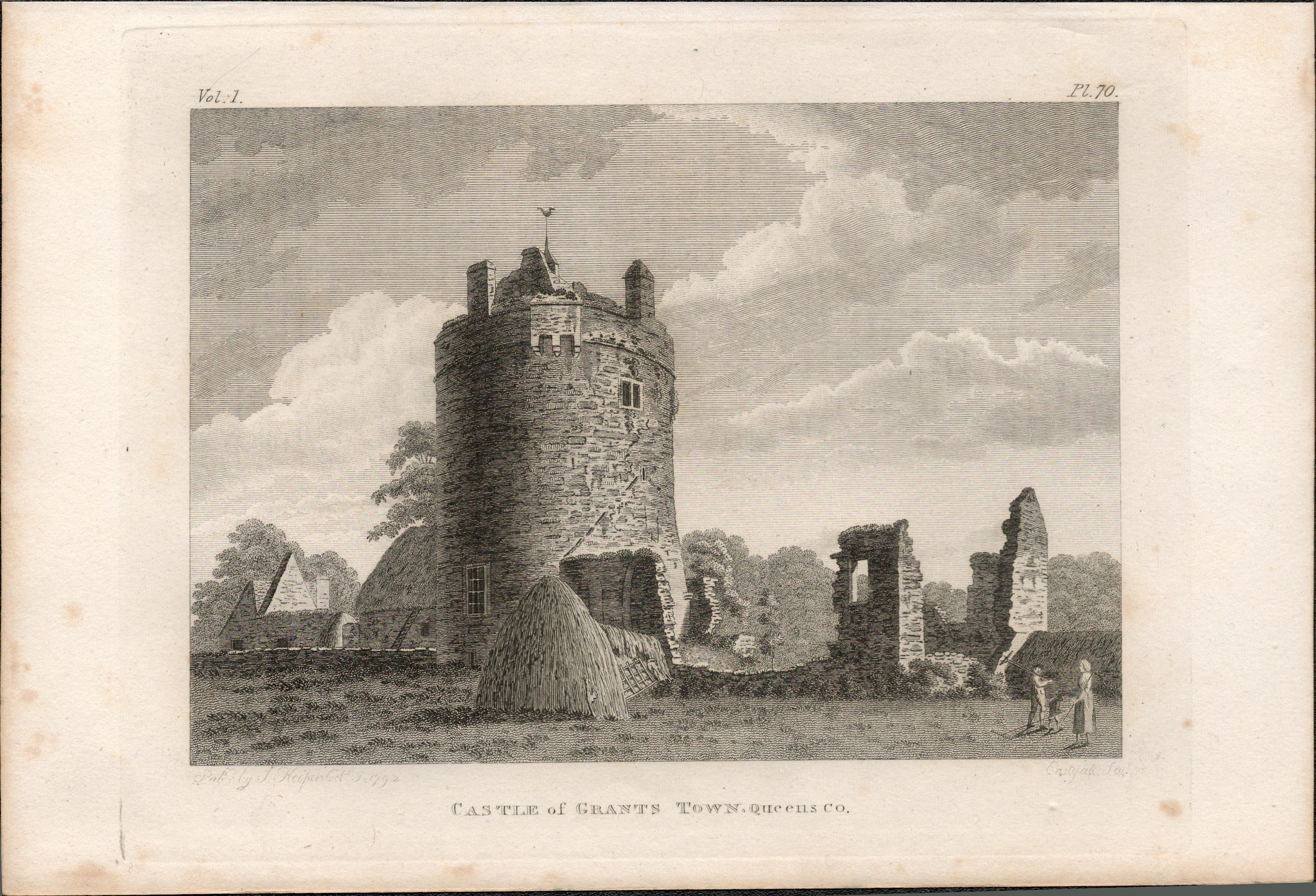 Castle of Grants Town Co Tipperary Rare 1792 Francis Grose Antique Print.