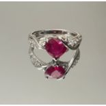 Beautiful Natural Heart Shape Burmese Ruby Ring 1.58 Ct With Diamonds & 18kGold