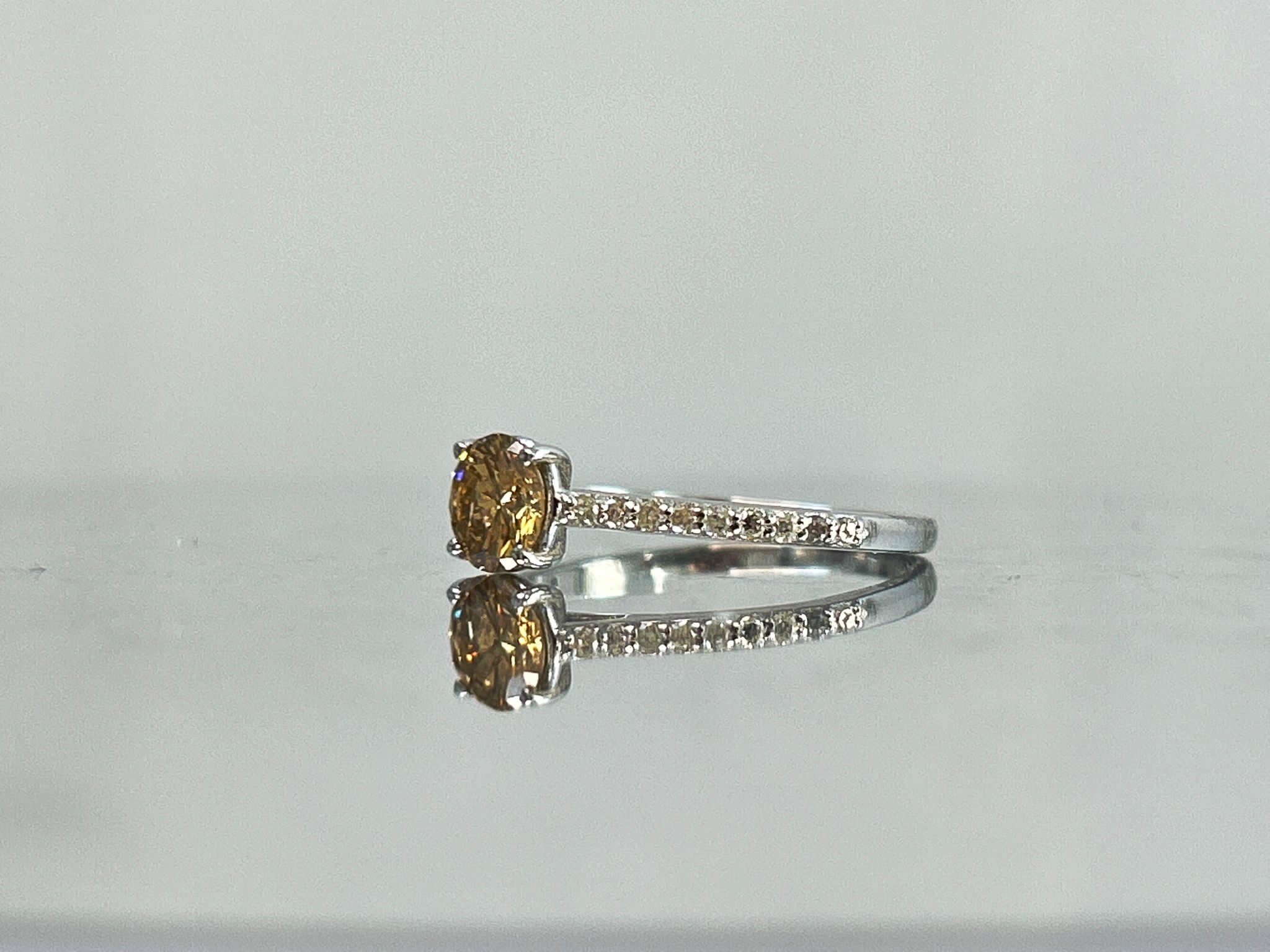 Beautiful Natural 0.82 CT Natural Solitaire champagne Diamond Ring With 18k Gold - Image 3 of 6