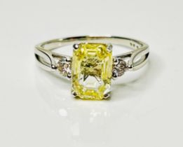 Beautiful Unheated Untreated Natural Ceylon yellow Sapphire Diamonds & Platinum