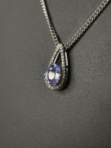 Beautiful 1.59 CT Unheated Ceylon Blue Sapphire Diamonds & Platinum Pendant