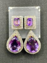 Beautiful 34.5ct Natural Amethyst with 4.70ct Natural Diamonds and 18k gold