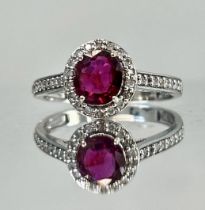 Natural Burma RubyUnheated/Untreated With Natural Diamonds & 18kGold