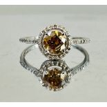 Beautiful Natural 1.05 CT Natural Solitaire champagne Diamond Ring With 18k Gold