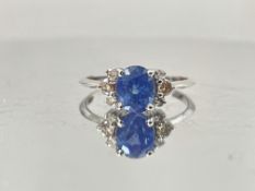 Beautiful 1.79 CT Natural Ceylon Blue Sapphire Diamonds & 18k Gold