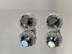 Beautiful Natural 3.84 CT Black Diamond Earrings Natural Diamonds & 18k Gold