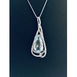 Beautiful Natural Flawless 8.81 CT Aquamarine Pendant With Diamonds And 18k Gold