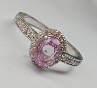 Beautiful Unheated/Untreated Ceylon Pink Sapphire With Diamonds & 18k White Gold