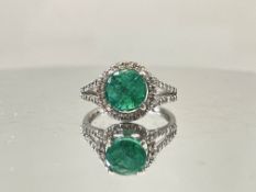 Beautiful 1.96Ct Natural Emerald With Natural Diamonds & 18kGold