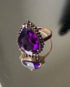 Beautiful Natural Amethyst 4.38ct With Natural Black Diamond & 18k White Gold