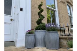 Set of 3 Large Round Metal Tubs/Planters