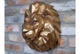 Wall Mounted Geometric Golden Lion Head