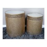 Set of 2 Golden Mirrored Side Tables