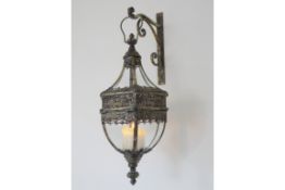 Set of 2 Moroccan Style Wall Mounted Lanterns With Bracket