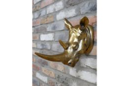 Wall Mounted Rustic Gold Rhino Head