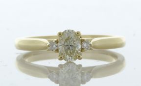 18ct Yellow Gold Oval Cut Diamond Shoulder Set Ring 0.50 Carats