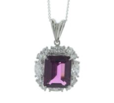 Platinum Diamond and Almadine Garnet Pendant (G3.67) 0.93 Carats