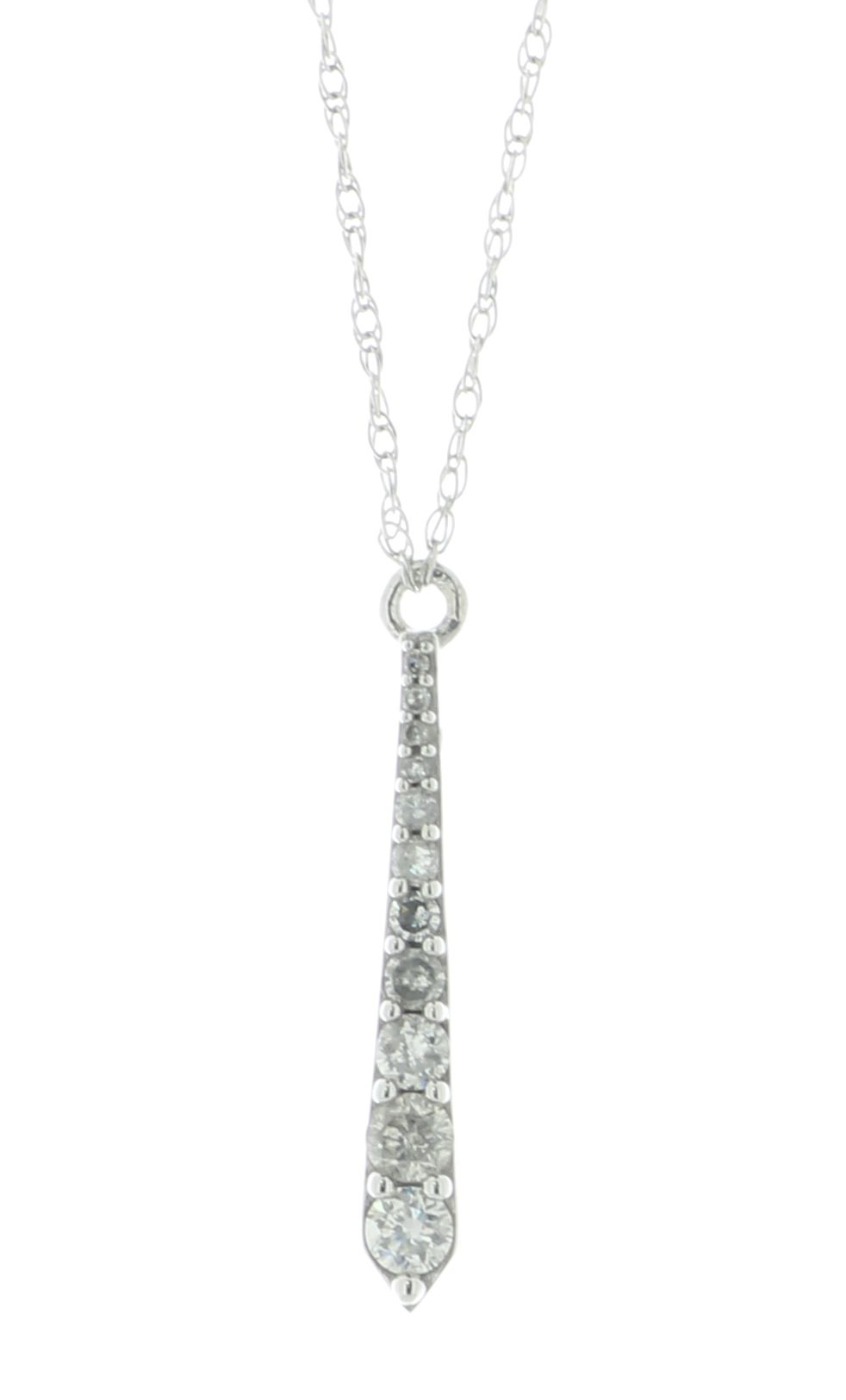 9ct White Gold Diamond Bar Pendant and 18"" Chain 0.16 Carats - Image 3 of 4