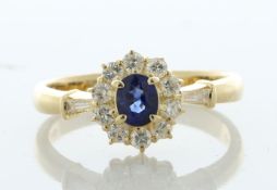 18ct Yellow Gold Oval Cut Sapphire and Diamond Ring (S0.44) 0.40 Carats