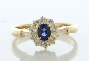 18ct Yellow Gold Oval Cut Sapphire and Diamond Ring (S0.44) 0.40 Carats