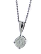 18ct White Gold Single Stone Prong Set Diamond Pendant 0.61 Carats