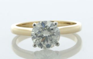 18ct Yellow Gold Single Stone Prong Set Diamond Ring 1.58 Carats