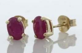 9ct Yellow Gold Ruby Earring (R1.12)