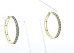 10ct Yellow Gold Claw Set Semi Eternity Diamond Hoop Earring 1.02 Carats