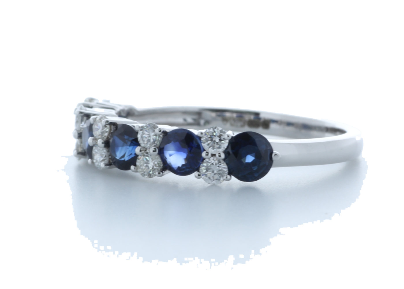 9ct White Gold Claw Set Semi Eternity Diamond and Sapphire Ring (S1.31) 0.31 Carats - Image 2 of 5