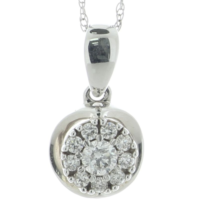10ct White Gold Diamond Cluster Pendant and 18"" Chain 0.25 Carats