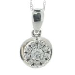 10ct White Gold Diamond Cluster Pendant and 18"" Chain 0.25 Carats