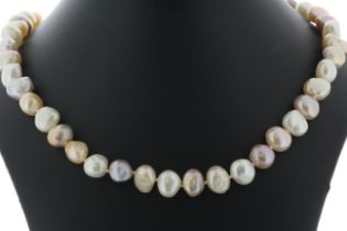 18 inch Baroque Shaped Freshwater Cultured 8.0 - 8.5mm Pearl Necklace With Brass Clasp