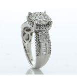 10ct White Gold Round Cluster Claw Set Diamond Ring 1.00 Carats