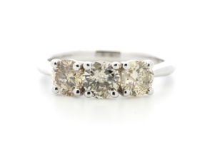 18ct White Gold Three Stone Diamond Ring 1.58 Carats