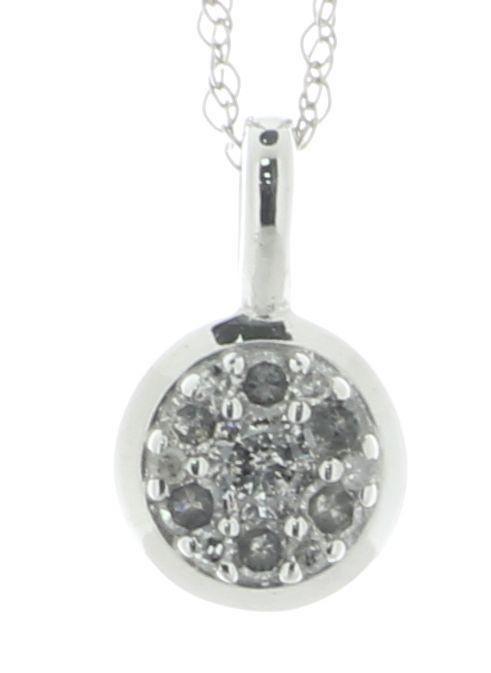 9ct White Gold Round Cluster Diamond Pendant and Chain 0.16 Carats