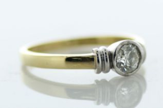 18ct Yellow Gold Single Stone Rub Over Set Diamond Ring 0.40 Carats