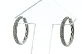 18ct White Gold Claw Set Hoop Diamond Earring 0.97 Carats