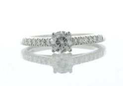 Platinum Single Stone With Stone Set Shoulders Diamond Ring (0.53) 0.74 Carats